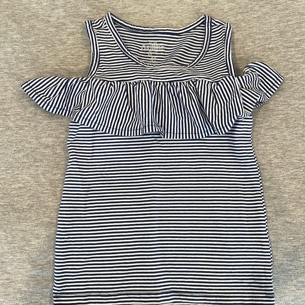 Girls Cold Shoulder Striped Shirt